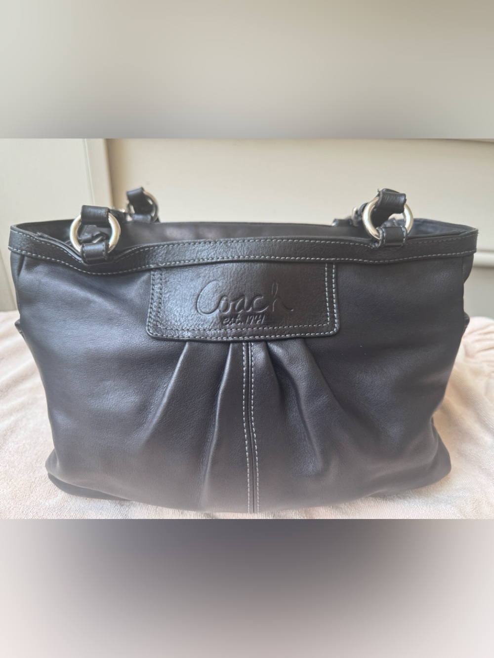 Coach Black East West Gallery (aka Parker) Pleated Tote K0959-F13759